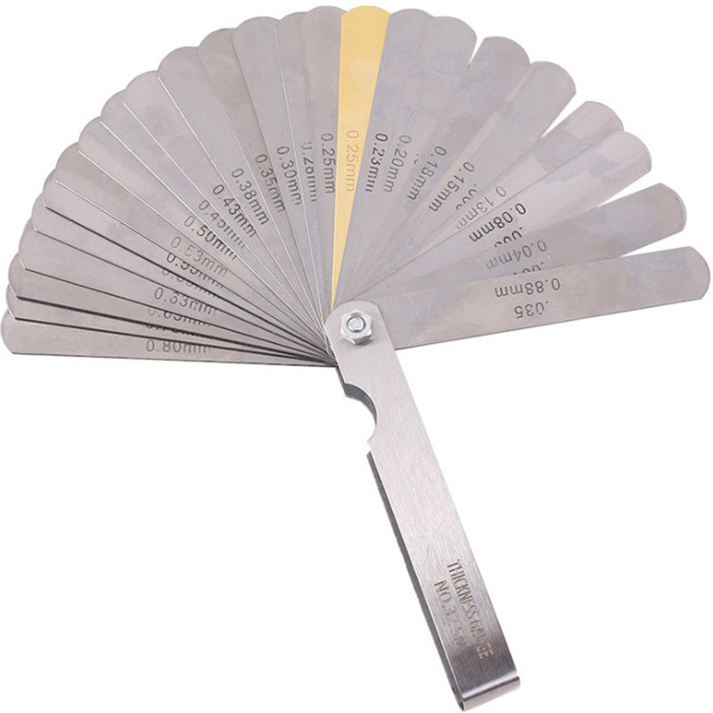 32 Blades Feeler Gauge Stainless Steel Dual Marked Metric and Imperial Gap Measuring Tool for Guitar Bass