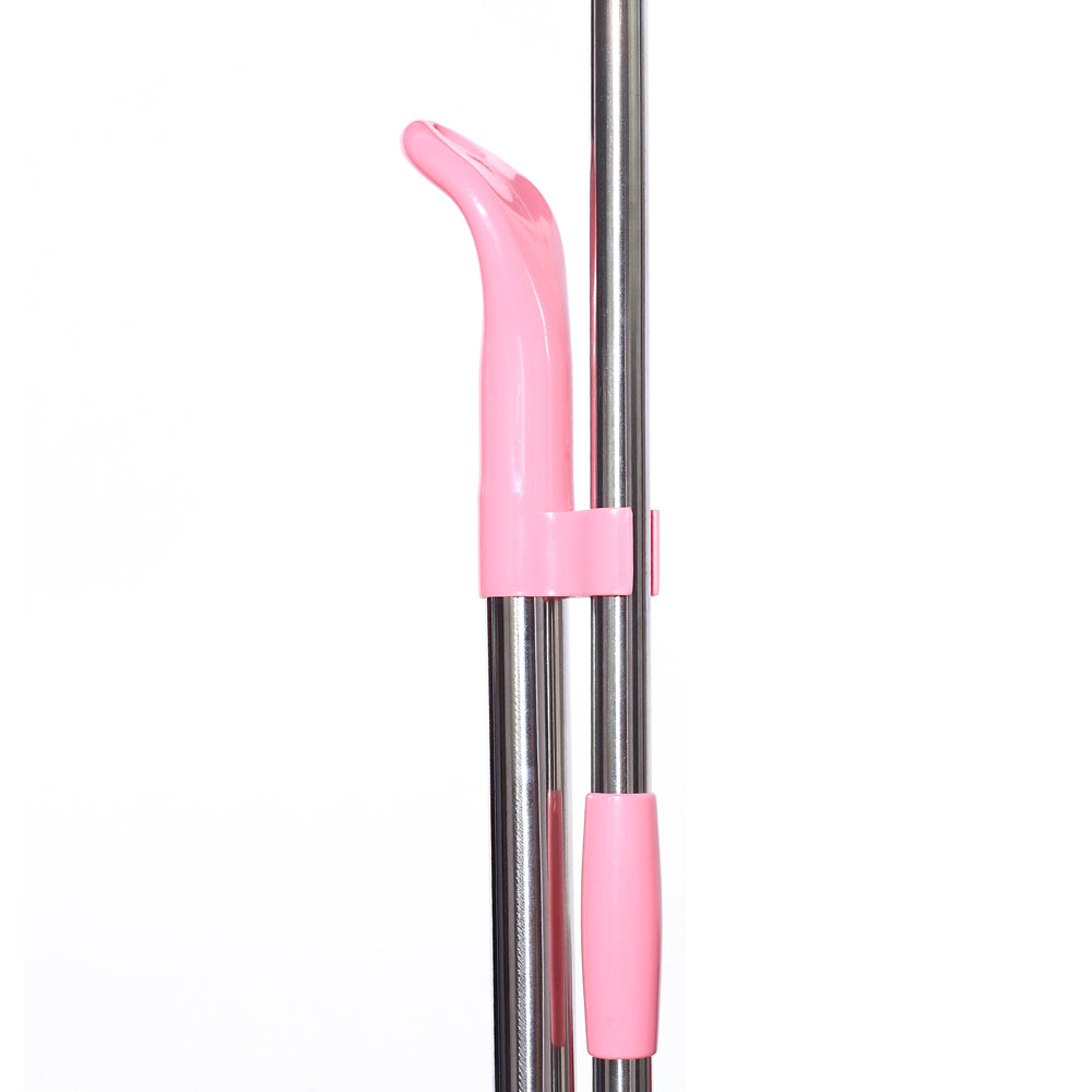 Patented Design Long Handle Broom + Side Dump Dust Pan Combo Kit (Pink + Blue 2 Sets)