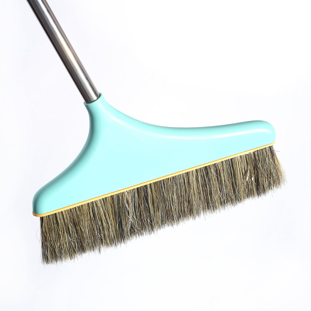 Patented Design Long Handle Broom + Side Dump Dust Pan Combo Kit (Pink + Blue 2 Sets)