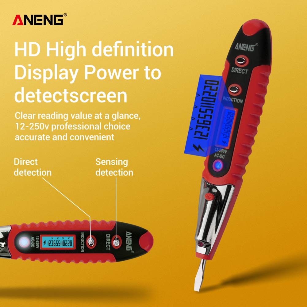 Aneng VD700 Digital Display Multi-functional Safety Induction Electro-technical Pen with LED Lighting - Red