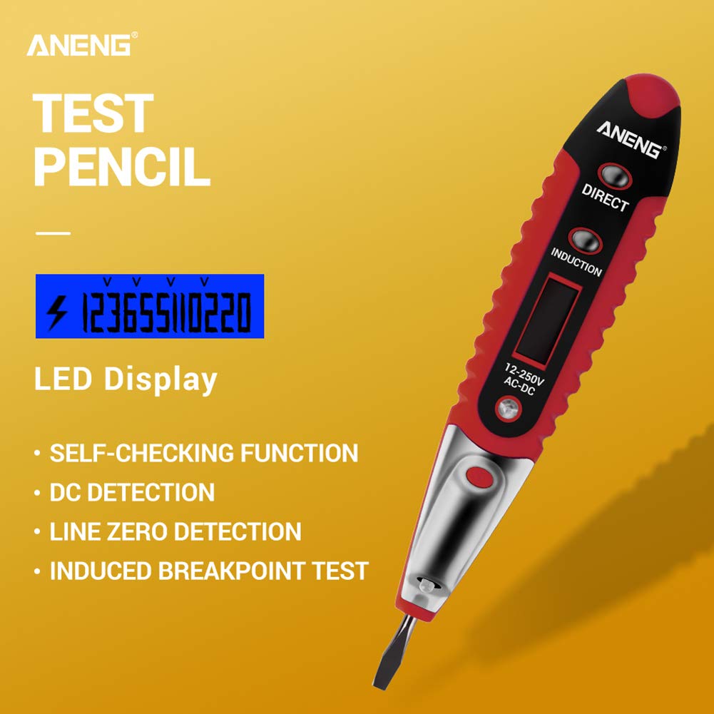 Aneng VD700 Digital Display Multi-functional Safety Induction Electro-technical Pen with LED Lighting - Red
