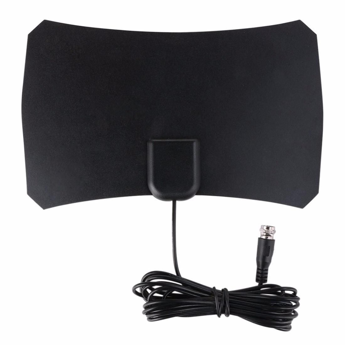 TY12 50 Miles Range 10dBi High Gain Amplified Digital Flat HDTV Indoor TV Antenna with 3.7m Coaxial Cable (Black)