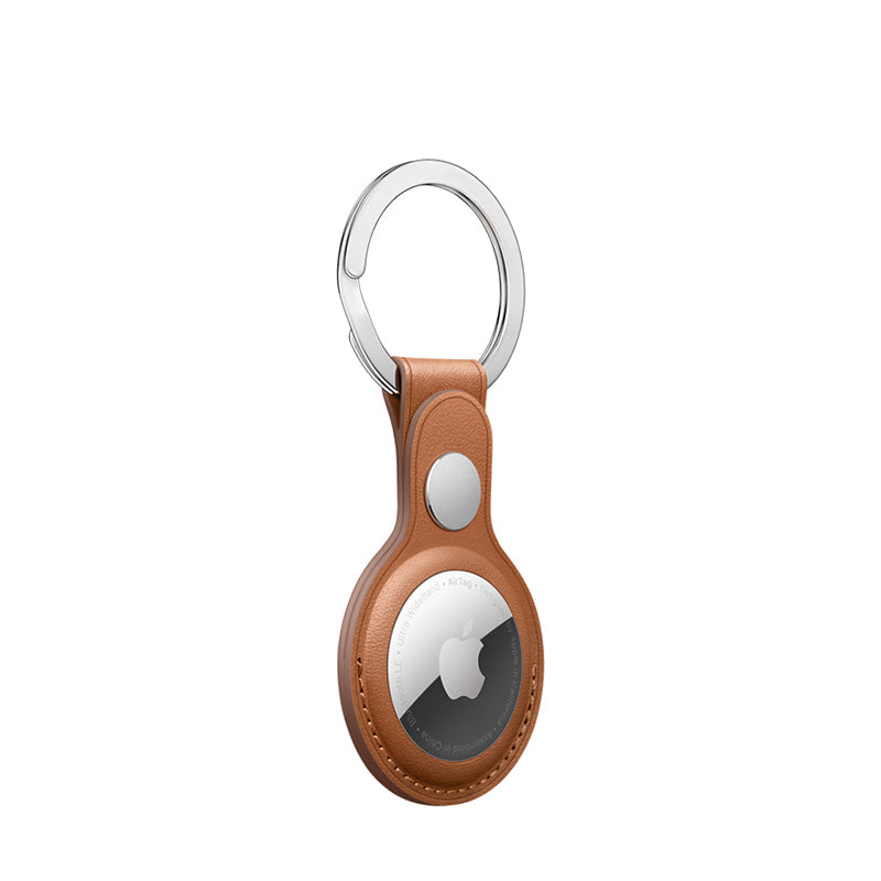 Uniqkart Genuine Leather Protective Cover Shock-Proof Case (S Style) for Apple AirTag - Coffee