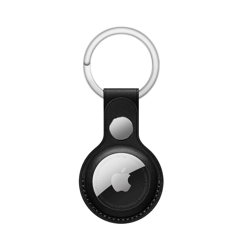 Uniqkart Genuine Leather Protective Cover Shock-Proof Case (S Style) for Apple AirTag - Black