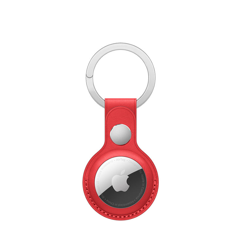 Uniqkart Genuine Leather Protective Cover Shock-Proof Case (S Style) for Apple AirTag - Red