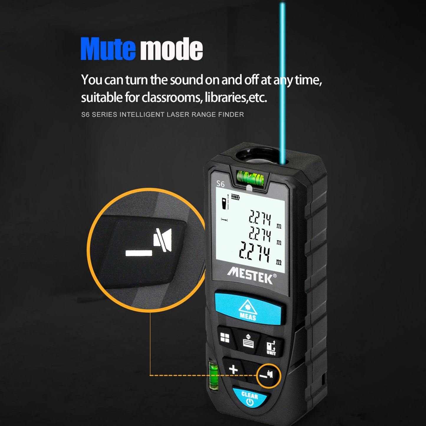 Uniqkart S6 Multifunction Distance Meter Laser Measure Meter 50m/164ft Digital Screen Portable Area Volume Measure Tool