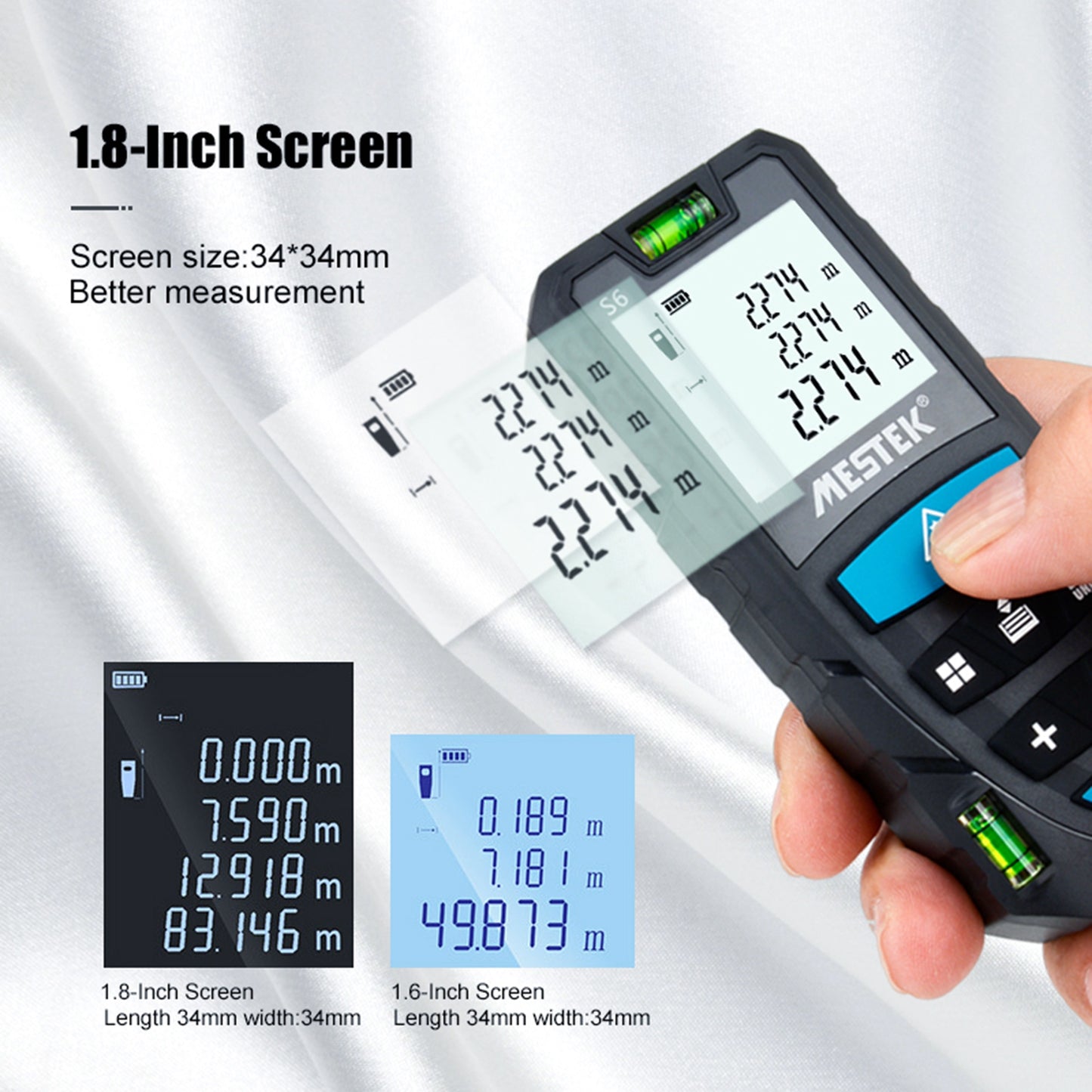 Uniqkart S6 Portable Laser Measure Meter 70m/229ft Large Digital Screen Distance Meter Multifunction Measure Tool for Distance, Area and Volume