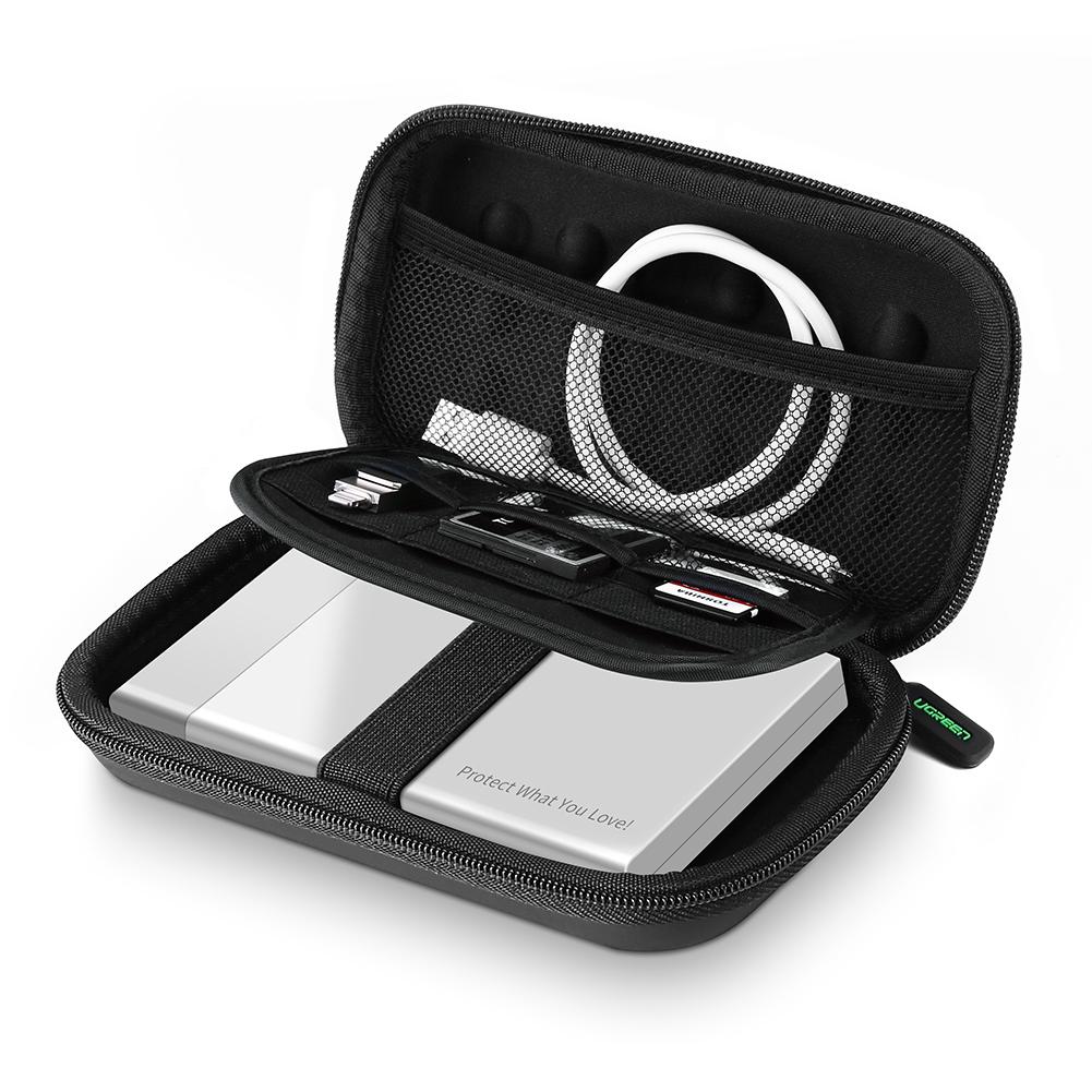 Uniqkart 2.5inch External HDD SSD Storage Bag Shockproof Hard Case for Power Bank USB Cable Charger Headphones, 17.3x10.3x4.4cm