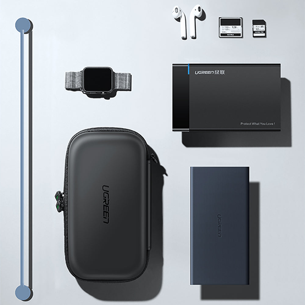 Uniqkart 2.5inch External HDD SSD Shockproof Storage Bag Power Bank USB Cable Charger Headphones Organizer Zipper Case, 17x9x5cm