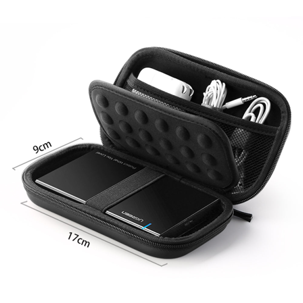Uniqkart 2.5inch External HDD SSD Shockproof Storage Bag Power Bank USB Cable Charger Headphones Organizer Zipper Case, 17x9x5cm