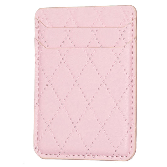 BFK11 Rhombus Design PU Leather Bank Card Bag Self-adhesive Phone Back Card Holder - Pink