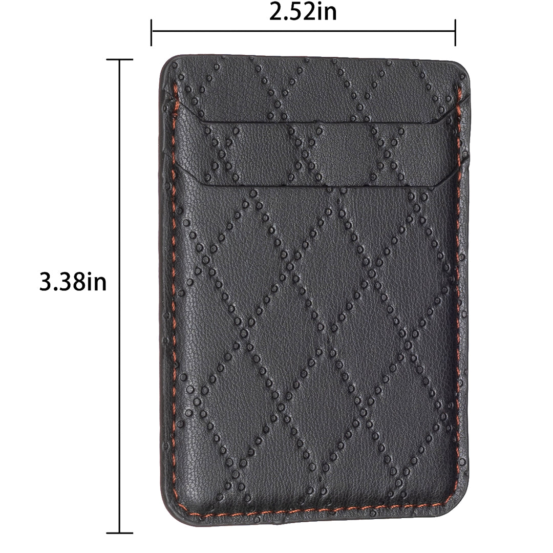 BFK11 Rhombus Design PU Leather Bank Card Bag Self-adhesive Phone Back Card Holder - Black