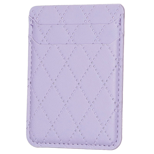 BFK11 Rhombus Design PU Leather Bank Card Bag Self-adhesive Phone Back Card Holder - Purple