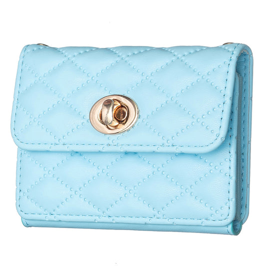 BFK09 Adhesive Phone Back Horizontal Card Holder Metal Buckle PU Leather Multiple Cards Storage Bag - Blue