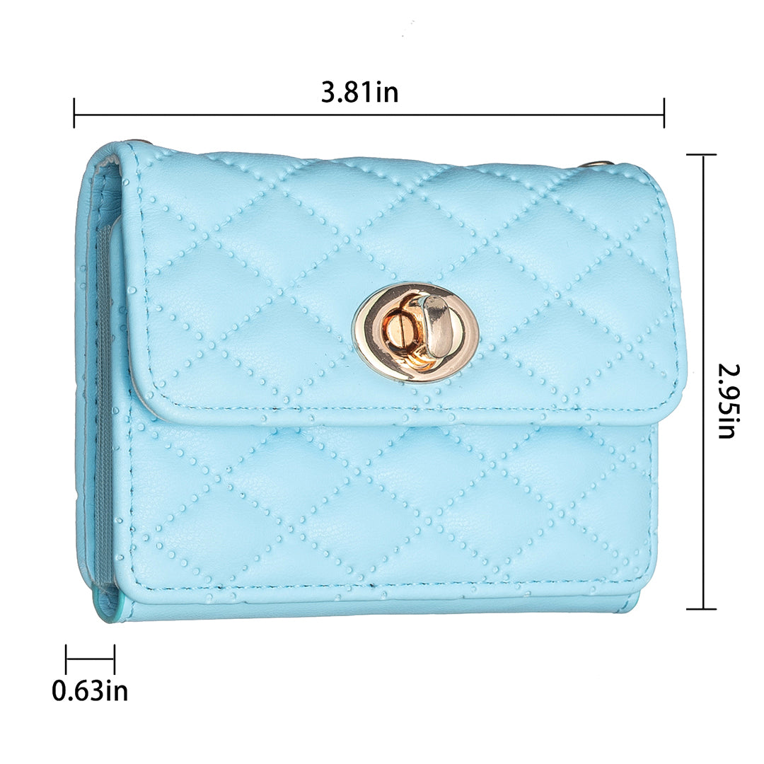 BFK09 Adhesive Phone Back Horizontal Card Holder Metal Buckle PU Leather Multiple Cards Storage Bag - Blue