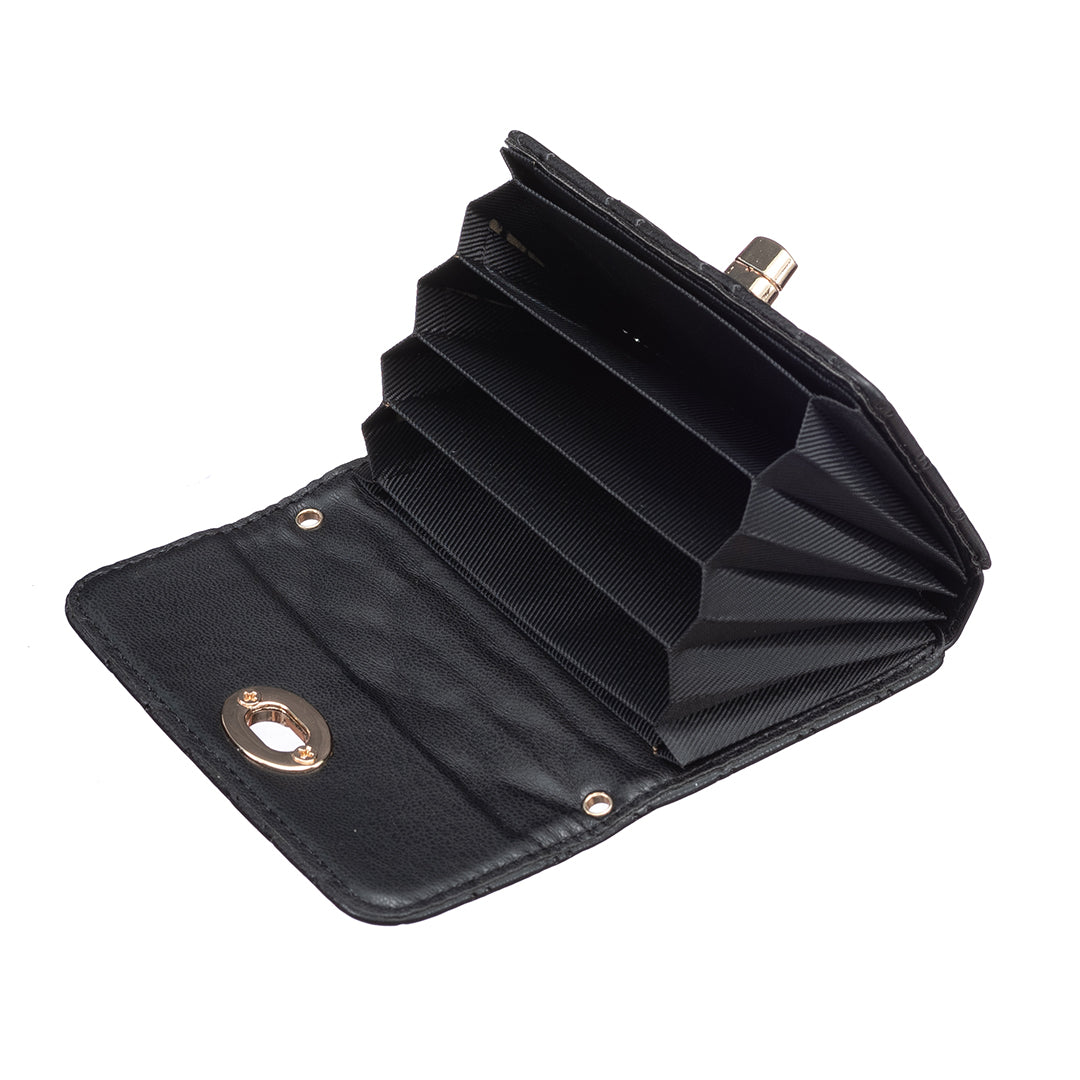 BFK09 Adhesive Phone Back Horizontal Card Holder Metal Buckle PU Leather Multiple Cards Storage Bag - Black