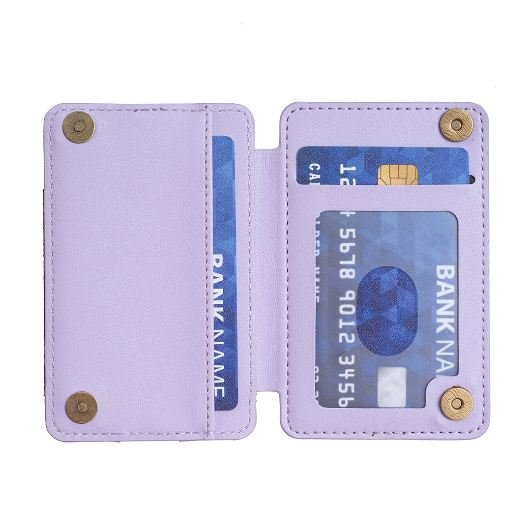 BFK05 3D Rhombus Design Self-adhesive Phone Back Card Holder PU Leather Card Bag - Purple