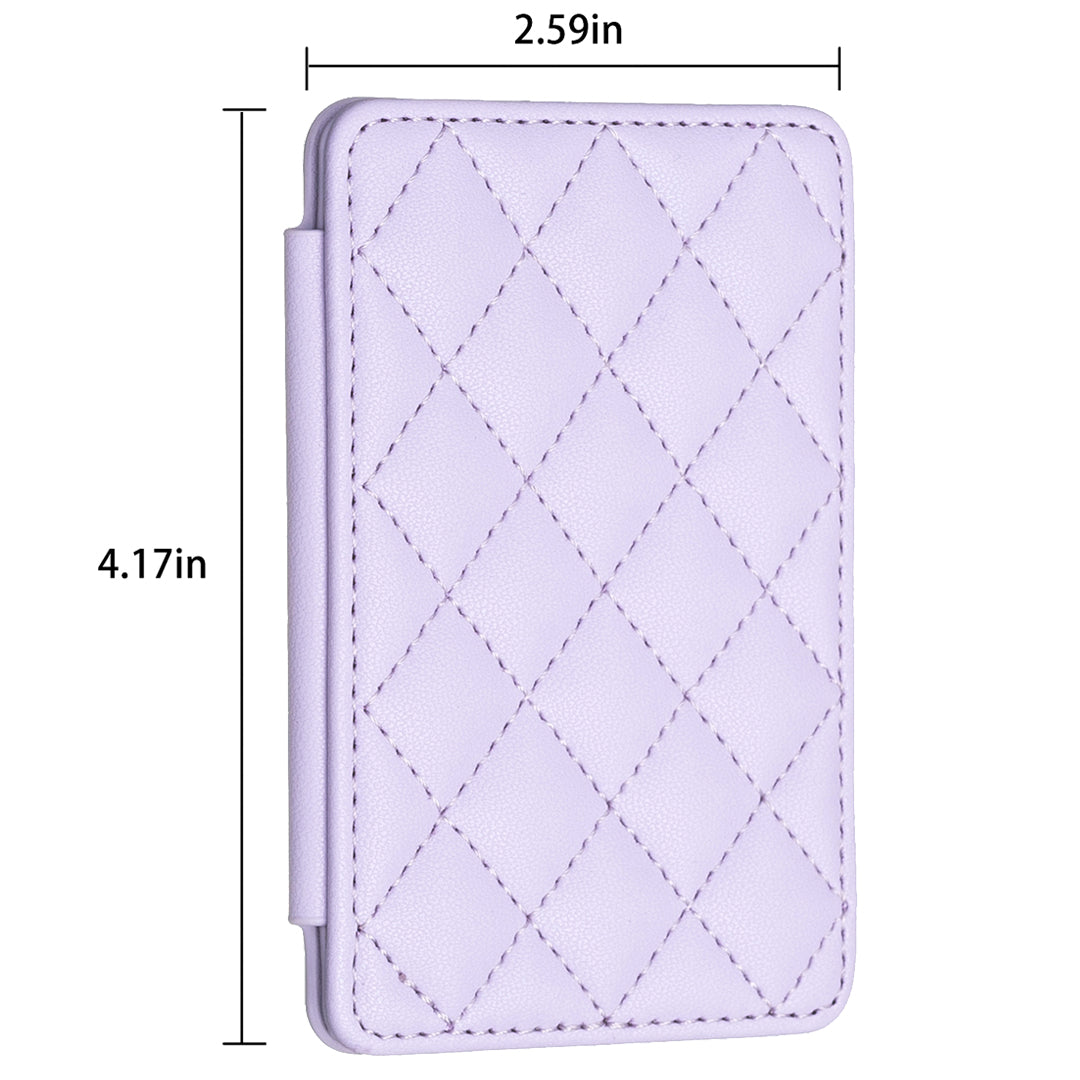 BFK05 3D Rhombus Design Self-adhesive Phone Back Card Holder PU Leather Card Bag - Purple