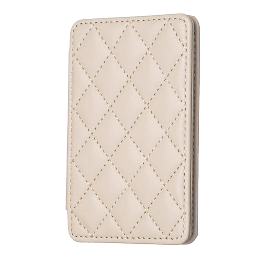 BFK05 3D Rhombus Design Self-adhesive Phone Back Card Holder PU Leather Card Bag - Beige