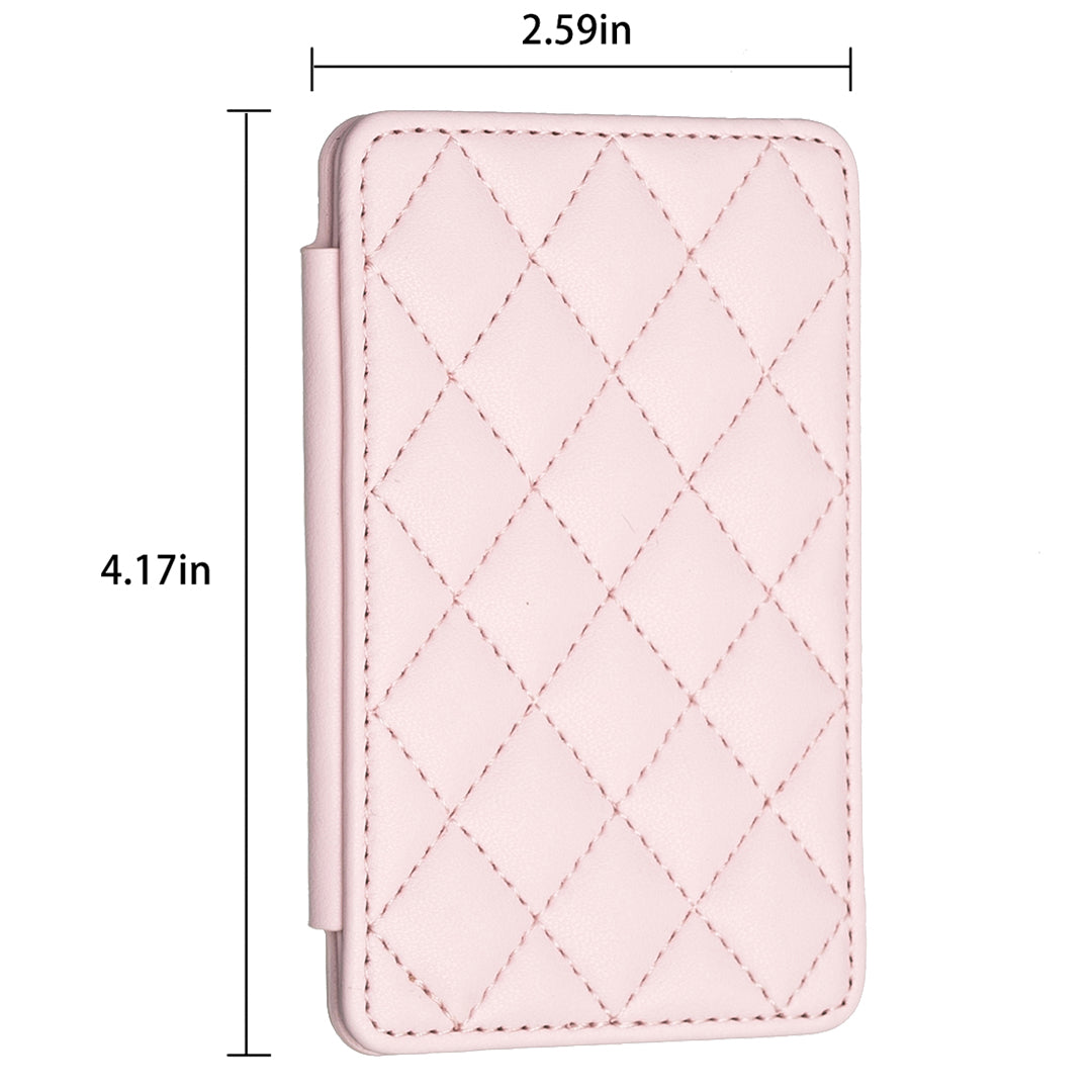 BFK05 3D Rhombus Design Self-adhesive Phone Back Card Holder PU Leather Card Bag - Pink
