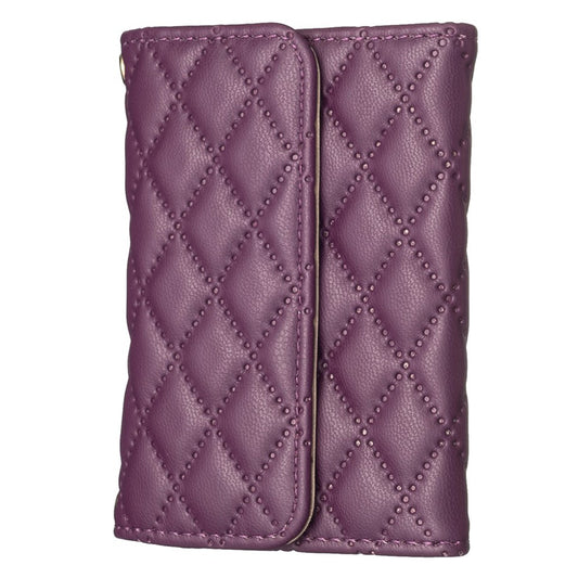 BFK10 Large Capacity Self-adhesive Phone Back Card Holder Horizontal Organ Type PU Leather Card Bag - Dark Purple