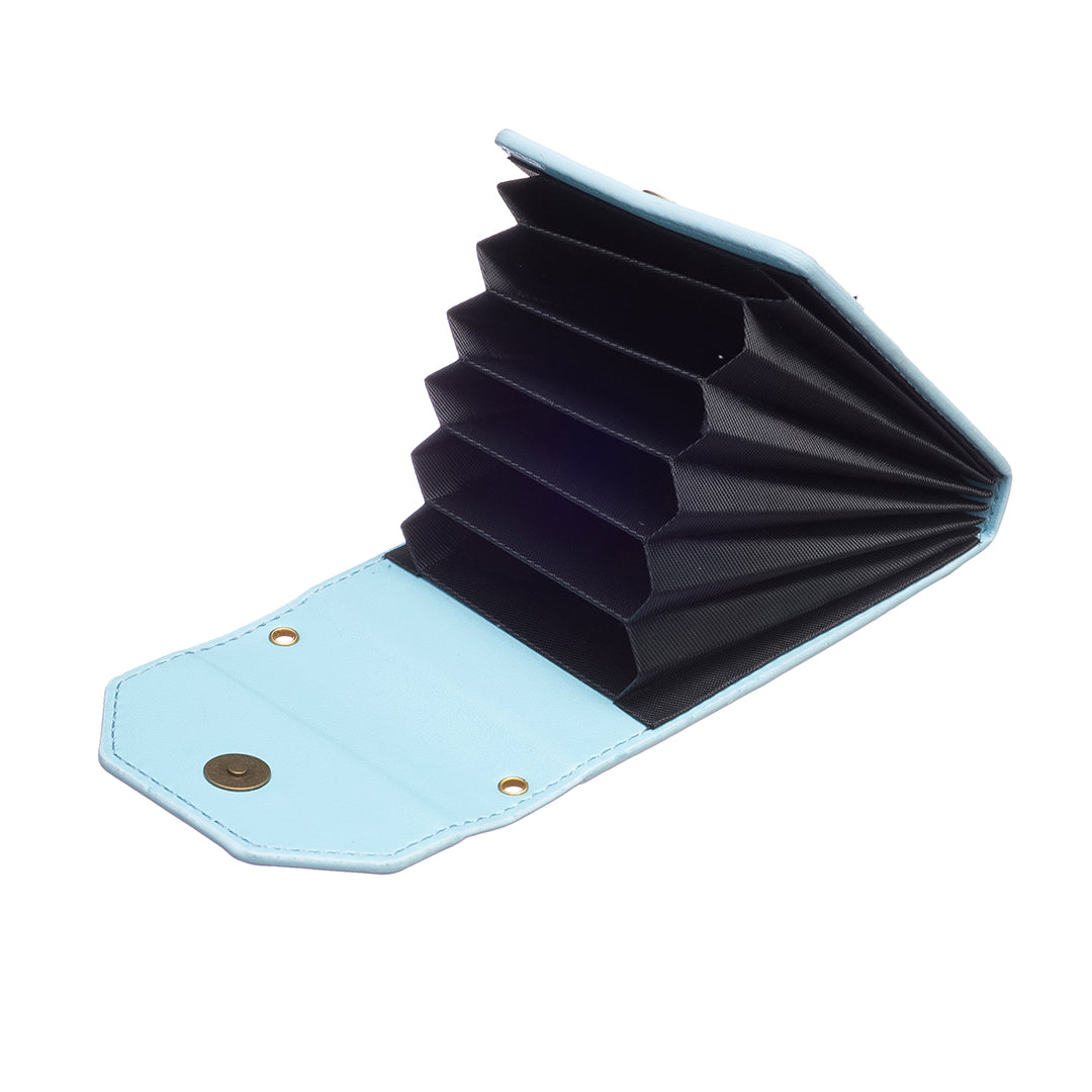 BFK04 Phone Card Holder Stick-on Card Sleeve Pocket Ring Kickstand Leather Pouch for Back of Phone - Blue