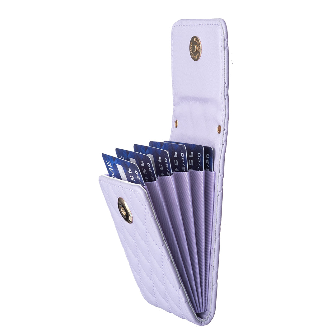 BFK08 Cell Phone Card Holder for Back of Phone Case Imprinted Leather Card Pouch Sleeve Adhesive Sticker - Purple