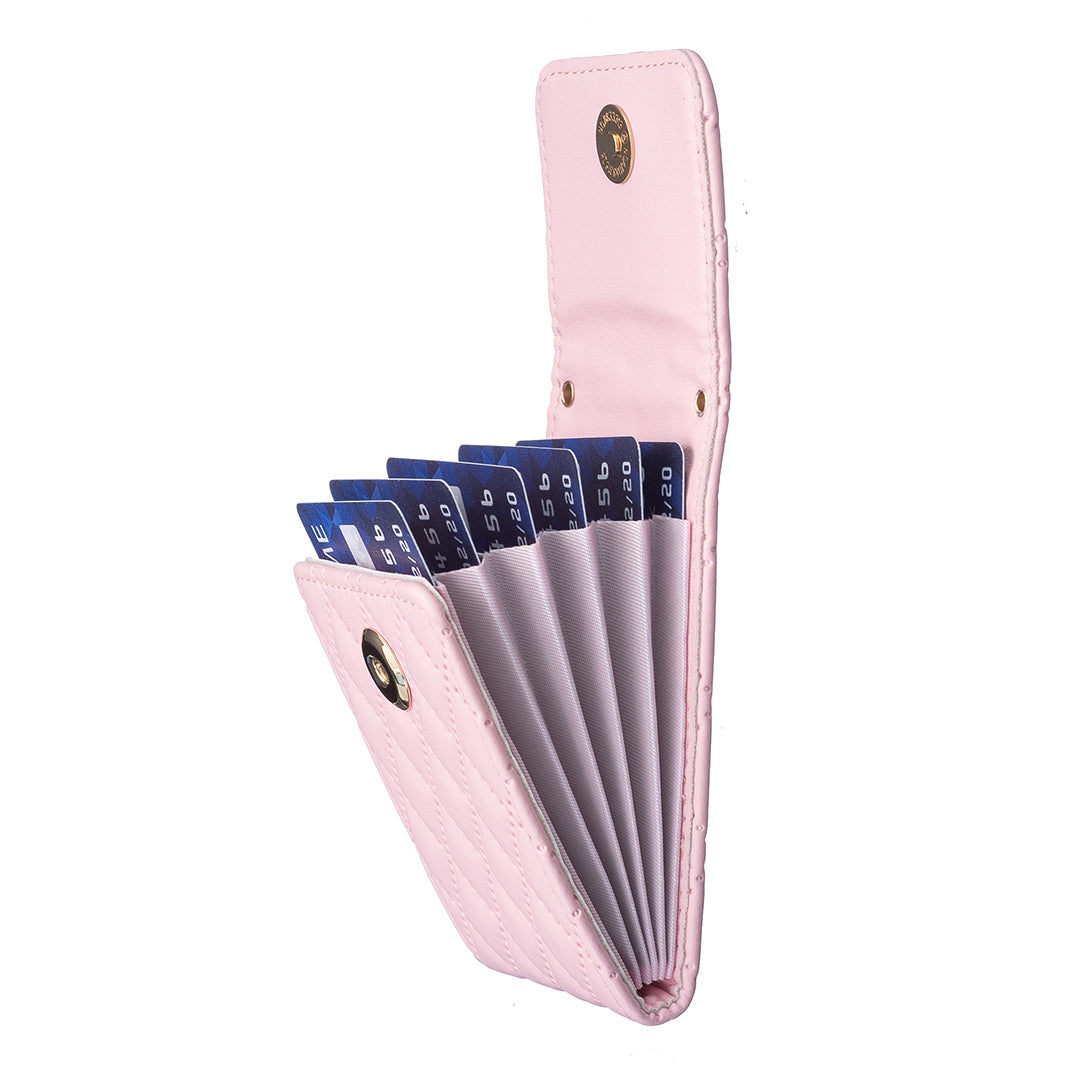 BFK08 Cell Phone Card Holder for Back of Phone Case Imprinted Leather Card Pouch Sleeve Adhesive Sticker - Pink