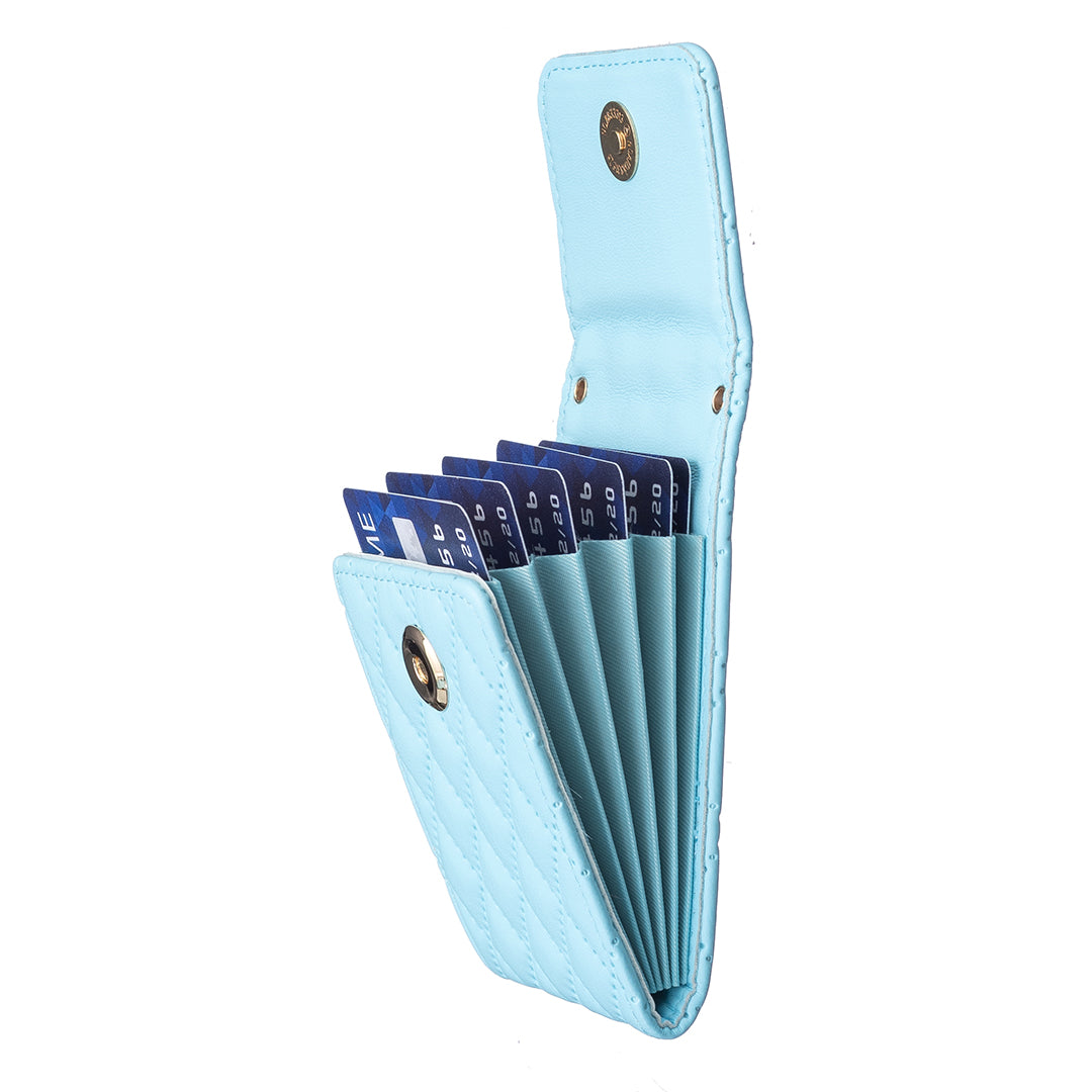 BFK08 Cell Phone Card Holder for Back of Phone Case Imprinted Leather Card Pouch Sleeve Adhesive Sticker - Blue
