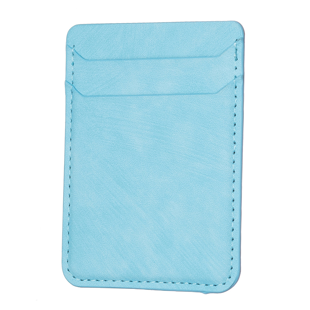 BFK13 Phone Card Holder Credit Card ID Case Pouch Matte Leather Stick On Pocket for Back of Phone - Blue