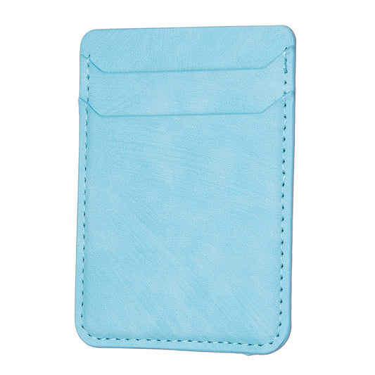 BFK13 Phone Card Holder Credit Card ID Case Pouch Matte Leather Stick On Pocket for Back of Phone - Blue
