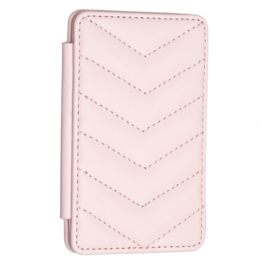 BFK02 Phone Card Holder Leather ID Case Sticker 3D Wave Pattern Pocket Pouch for Phone Case - Pink