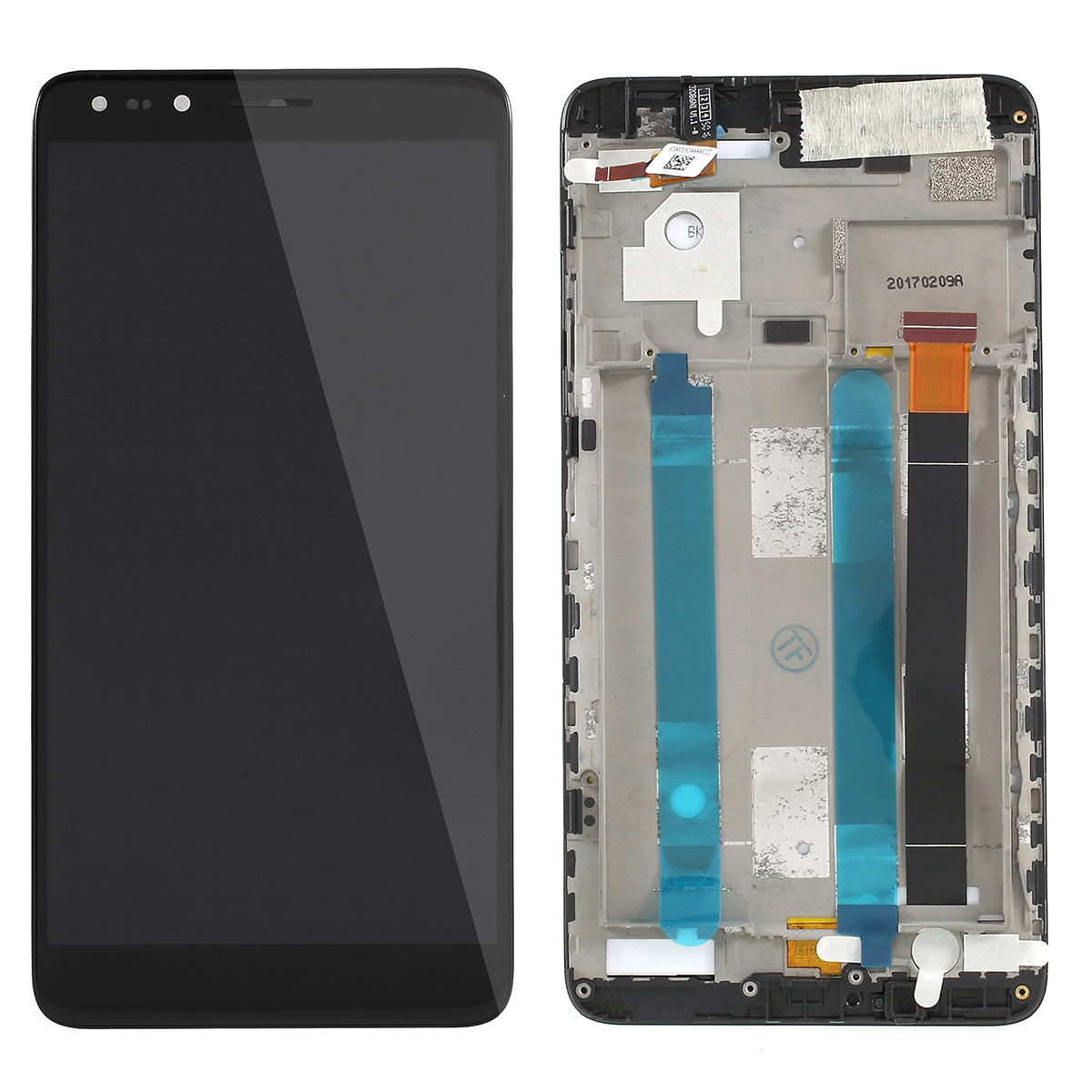 OEM LCD Screen and Digitizer Assembly Part with Frame for Alcatel OneTouch Pop 4 6.0&quot; 7070 - Black