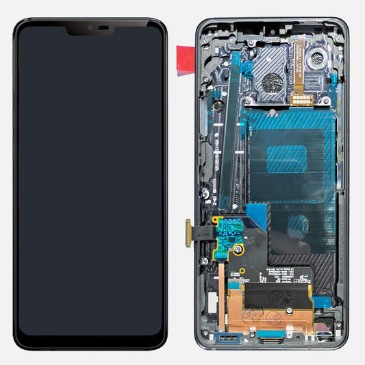 For LG G7 ThinQ G710 OEM LCD Screen and Digitizer Assembly + Frame Part (without Logo) - Grey