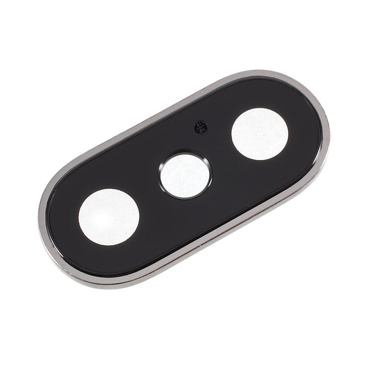 For iPhone X Back Camera Lens Ring Cover with Glass Lens - Silver