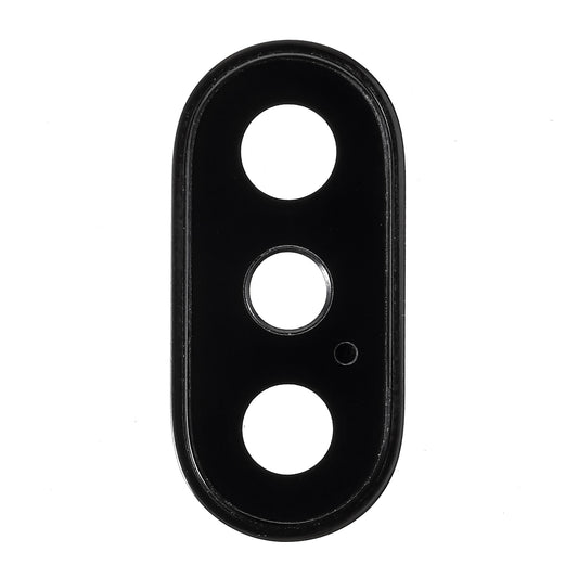 For iPhone X Back Camera Lens Ring Cover with Glass Lens - Black