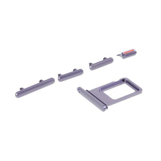 OEM 5Pcs/Set Side Button Set for Apple iPhone 11 6.1 inch (Mute / Power / Volume Buttons + SIM Card Tray) - Purple