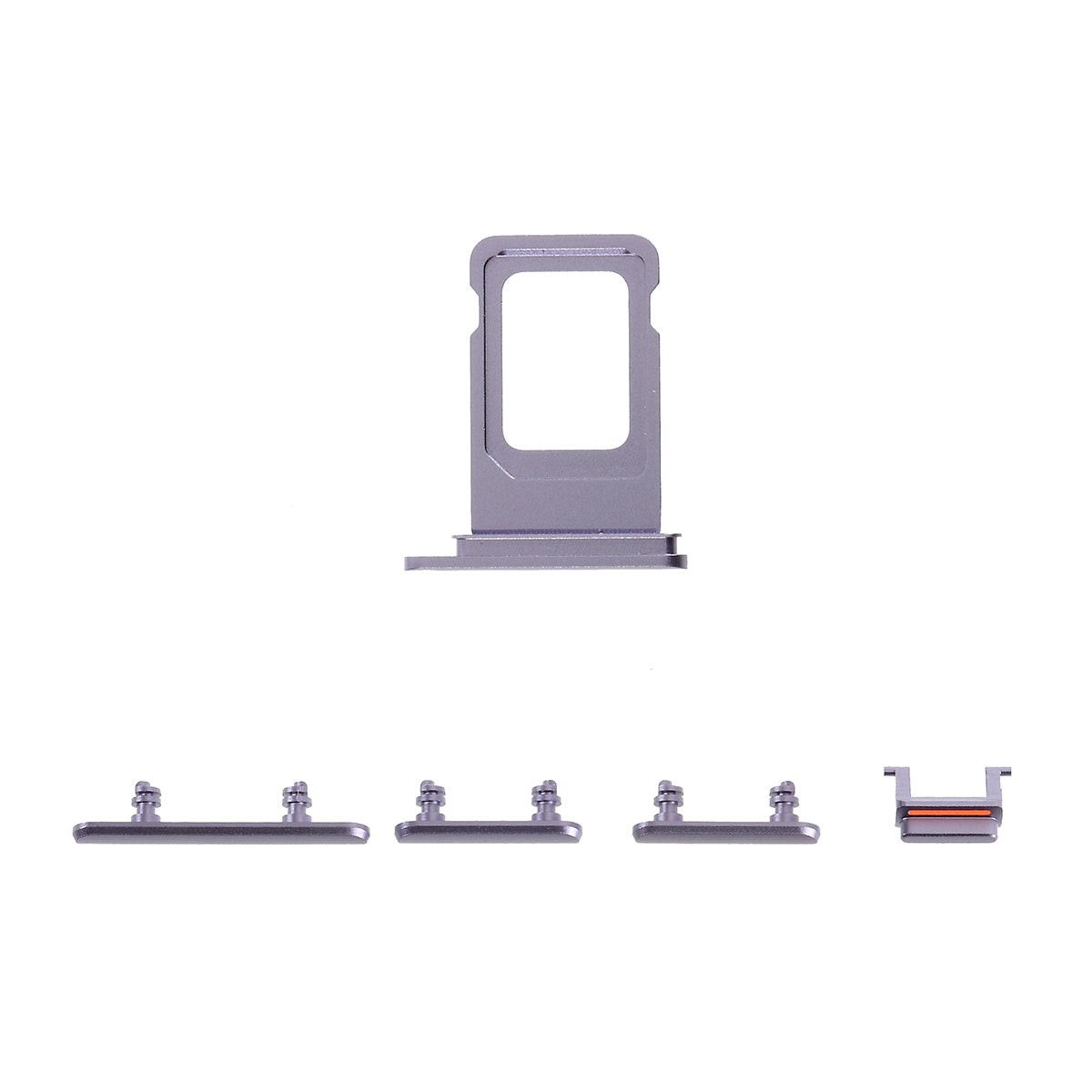 OEM 5Pcs/Set Side Button Set for Apple iPhone 11 6.1 inch (Mute / Power / Volume Buttons + SIM Card Tray) - Purple