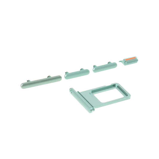 OEM 5Pcs/Set Side Button Set for Apple iPhone 11 6.1 inch (Mute / Power / Volume Buttons + SIM Card Tray) - Green