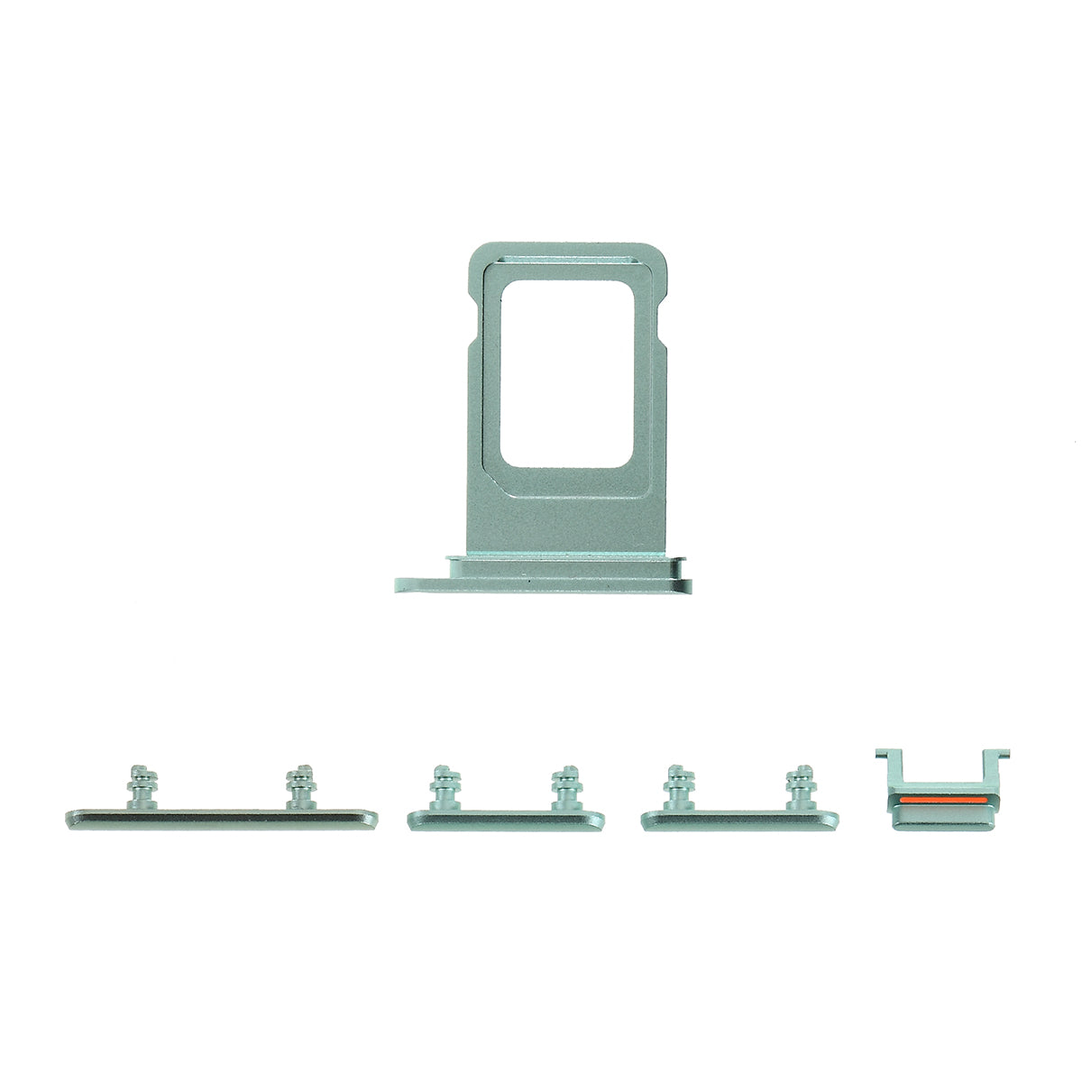 OEM 5Pcs/Set Side Button Set for Apple iPhone 11 6.1 inch (Mute / Power / Volume Buttons + SIM Card Tray) - Green