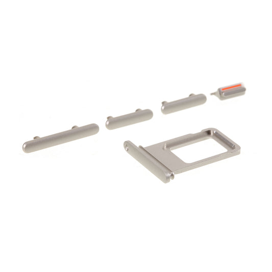 OEM 5Pcs/Set Side Button Set for Apple iPhone 11 6.1 inch (Mute / Power / Volume Buttons + SIM Card Tray) - White