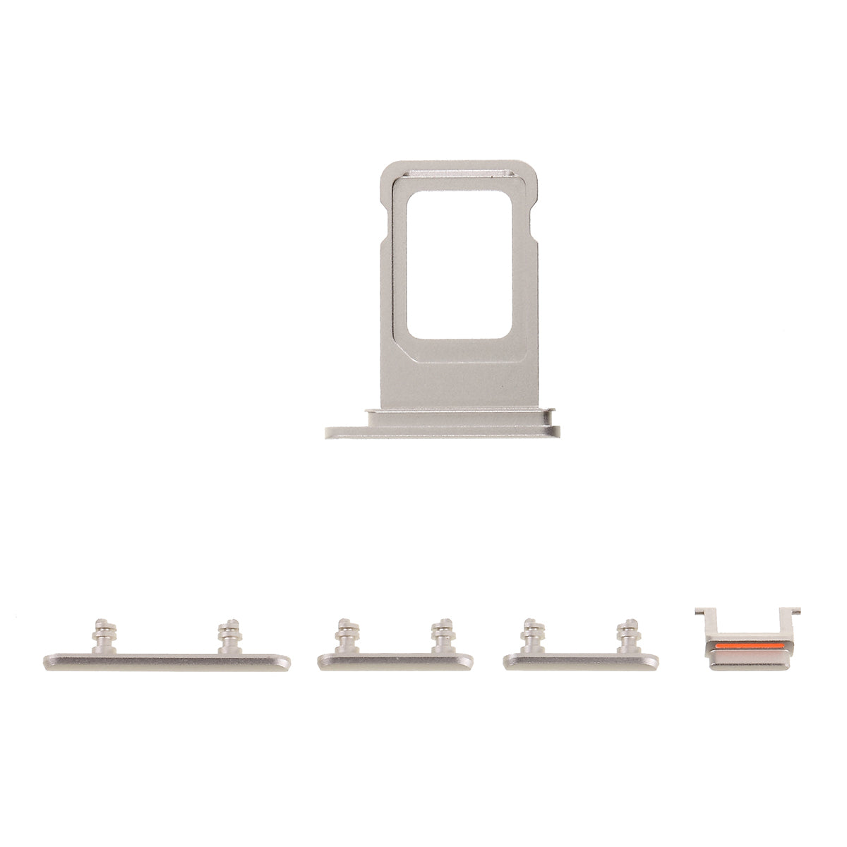 OEM 5Pcs/Set Side Button Set for Apple iPhone 11 6.1 inch (Mute / Power / Volume Buttons + SIM Card Tray) - White