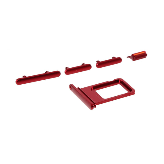 OEM 5Pcs/Set Side Button Set for Apple iPhone 11 6.1 inch (Mute / Power / Volume Buttons + SIM Card Tray) - Red
