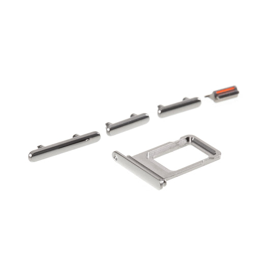 OEM 5Pcs/Set Side Button Set for iPhone 11 Pro Max 6.5 inch (Mute / Power / Volume Buttons + SIM Card Tray) - Silver