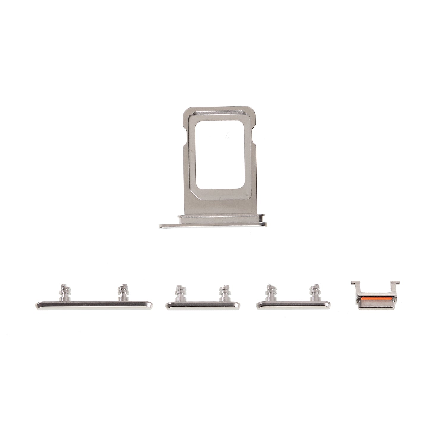 OEM 5Pcs/Set Side Button Set for iPhone 11 Pro Max 6.5 inch (Mute / Power / Volume Buttons + SIM Card Tray) - Silver