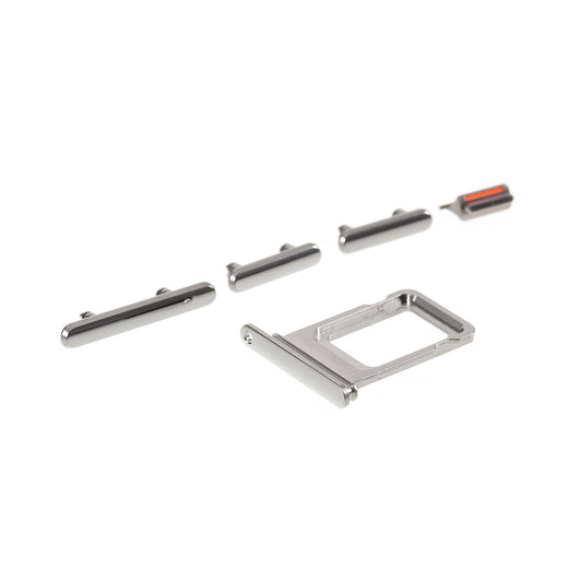 OEM Side Buttons Set for iPhone 11 Pro (Mute / Power / Volume Buttons + Sim Card Tray) - Silver