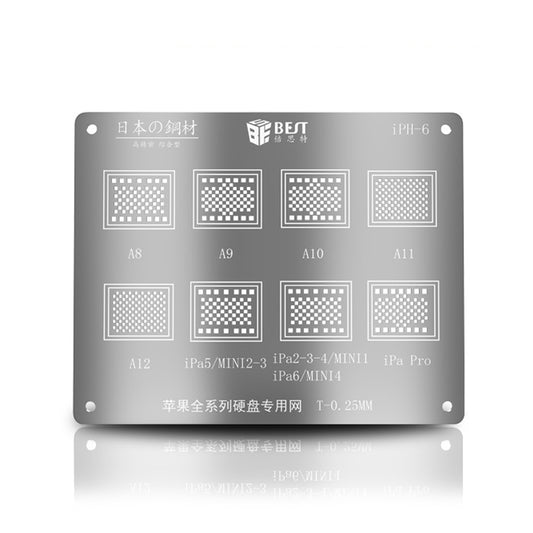 BST-iPH-6 IC Chip BGA Reballing Stencil Solder Template for A8/A9/A10/A11/A12/iPad mini 4/3/2/iPad 4/3/2/Air/Air 2/Pro