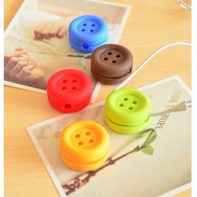 Cute Button Style Earphone Cable Winder Organizer
