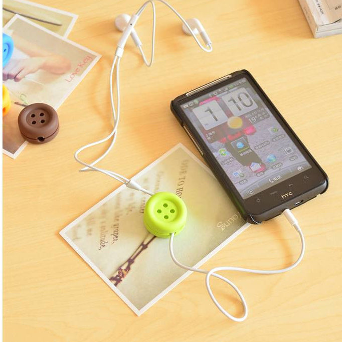 Cute Button Style Earphone Cable Winder Organizer