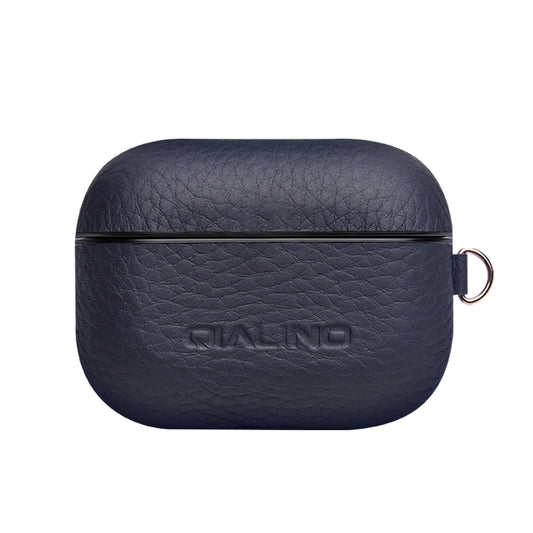 Uniqkart For Apple AirPods Pro Shockproof Style Earphone Charging Box Protective Cover Cowhide Leather Case - Blue